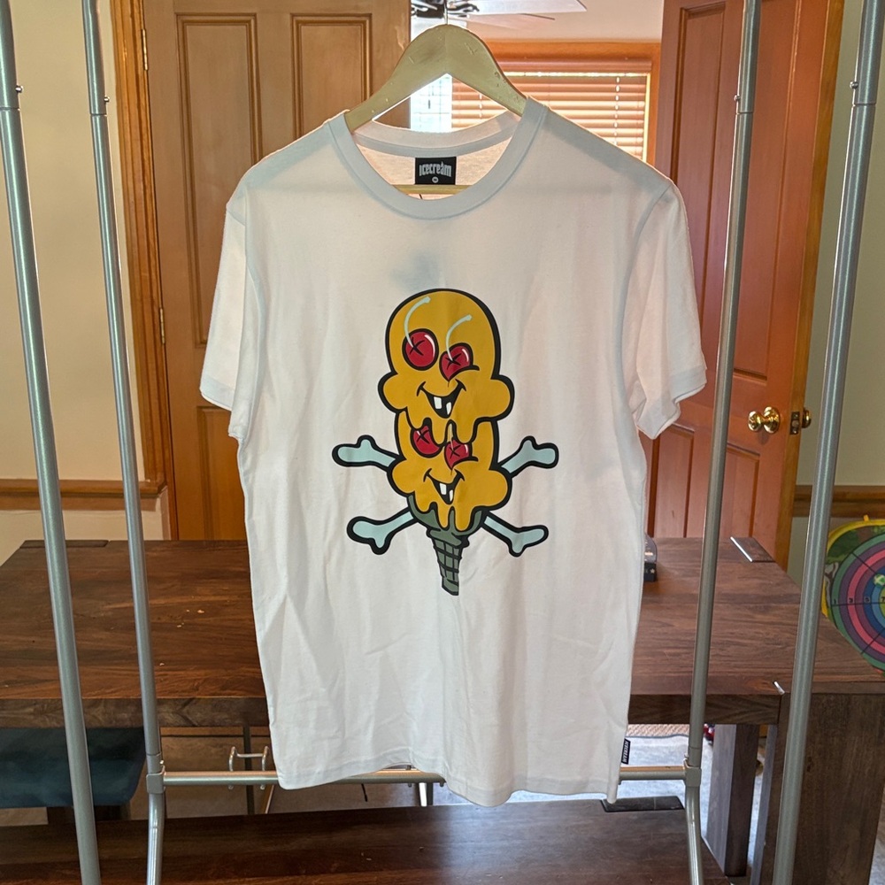 Icecream White Tee with Yellow Graphic